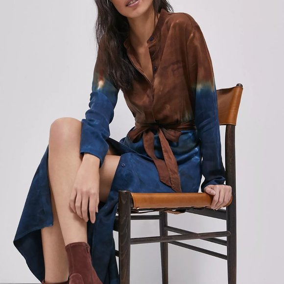 Anthropologie Cloth & Stone Perla Tie-Dye Maxi Shirtdress Size M NEW With TAGS - Picture 1 of 12